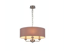 DK0068  Banyan 45cm 3 Light Pendant Satin Nickel; Taupe/Halo Gold